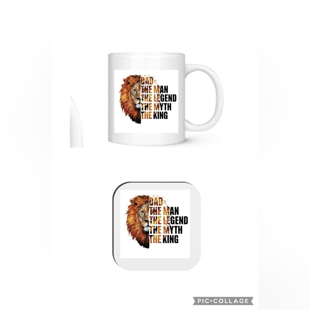 Dad lion coffee mug with coaster